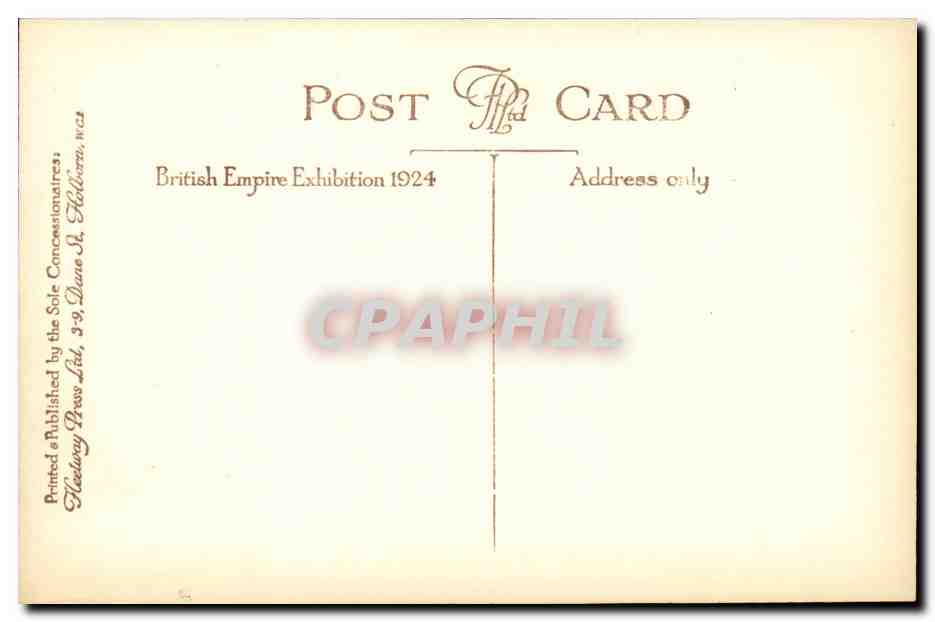 Grande Bretagne Great BRitain CPA Exhibition 1924 Malaya from the lake  — Rückseite