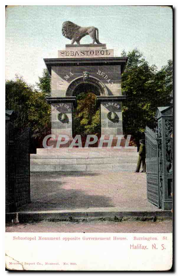 Canada CPA Sebastopol Monument opposite government house Barrington Halifax (lion)