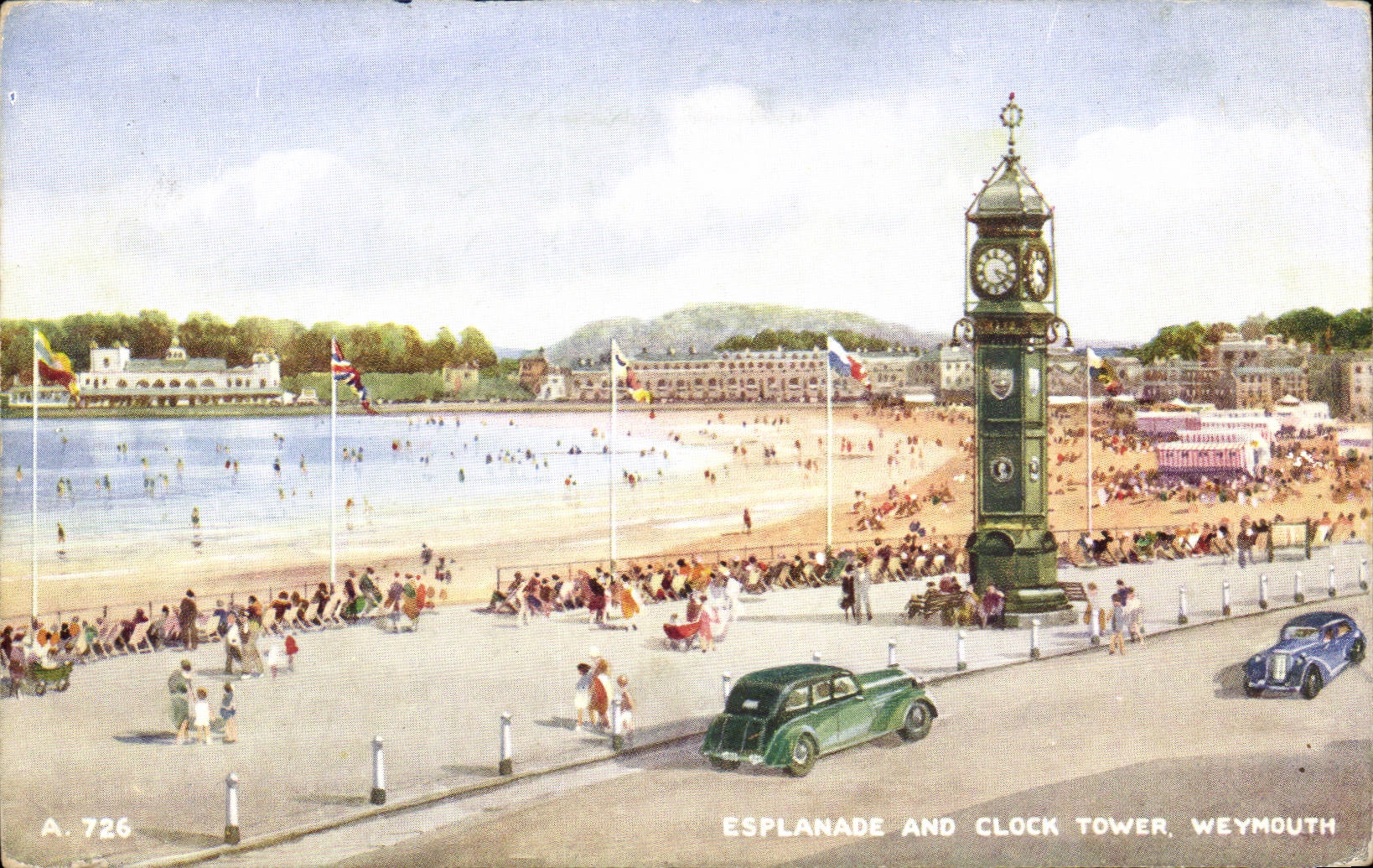 Grande Bretagne CPA Esplanade and clock tower Weymouth