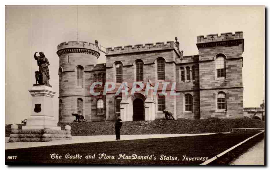 Great Britain CPA The castle and Flora Mac Donal's statue Inverness 