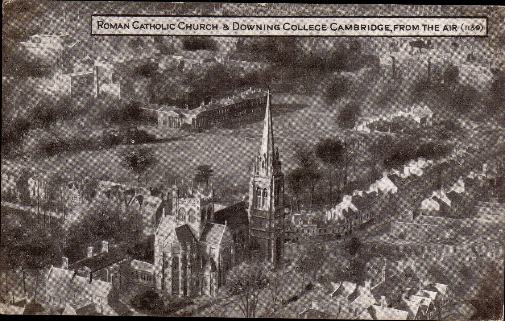 Great Britain CPA Roman Catholic & Downing college Cambridge From the air (1139)