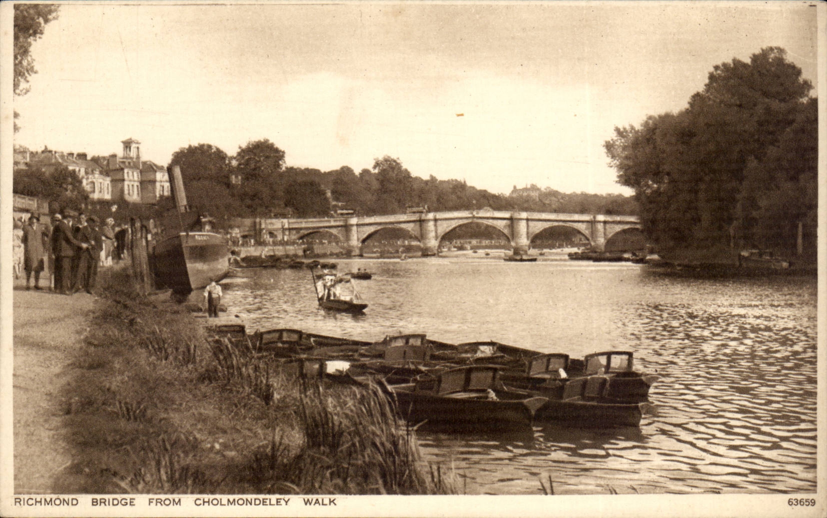 Great Britain CPA Richmond bridge from Cholmondeley park