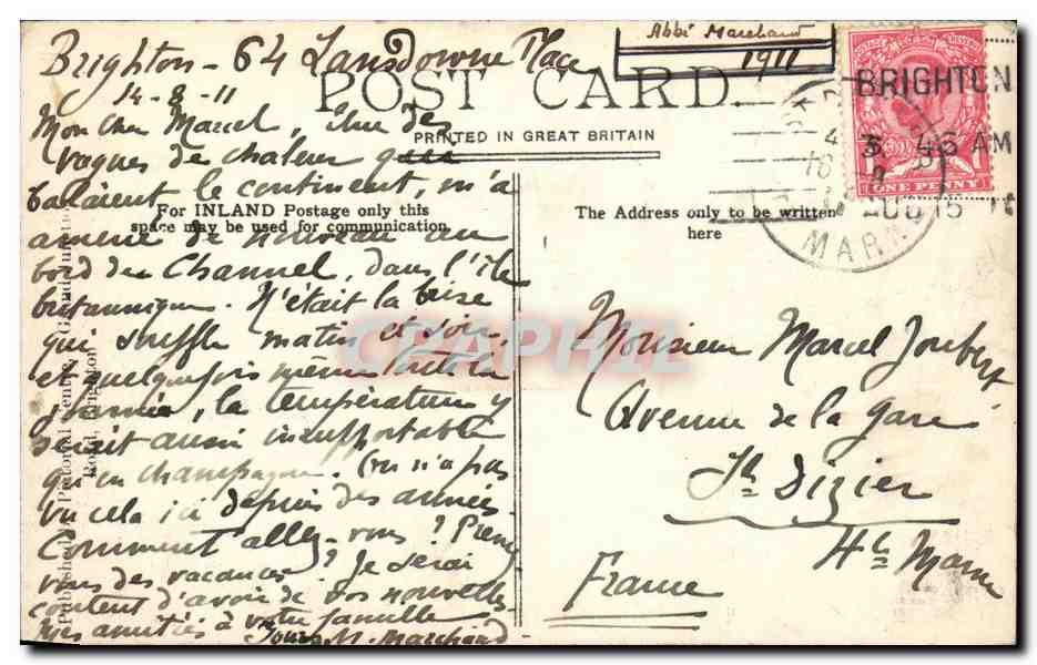 Grande Bretagne Great BRitain CPA Rough sea Brigthon — Rückseite