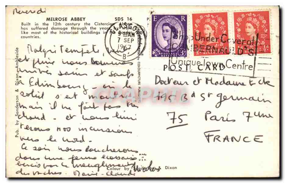 Grande Bretagne Great Britain Melrose Abbey CPA  — Back