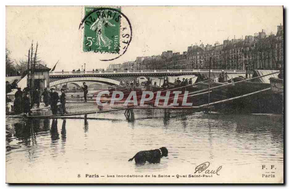 París — Las inundaciones del río Sena — Quai Saint-Paul — F. F. París