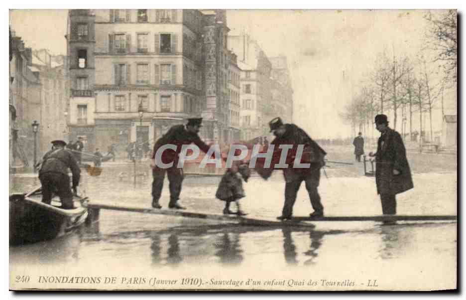 Allaghi a Parigi (Gennaio 1910) — Salvataggio di un bambino sul Quai des Tournelles — LL n°240