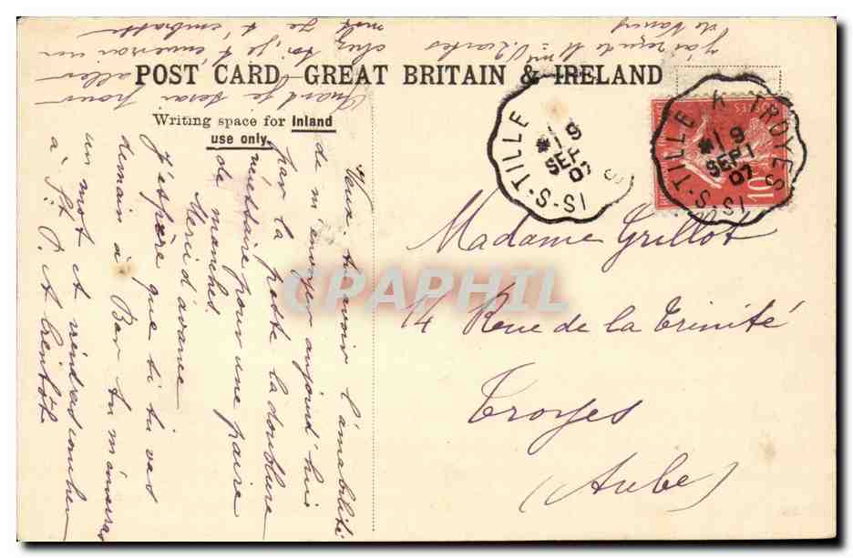 Grande Bretagne Great BRitain CPA Cambridge Clare College & bridge — Rückseite