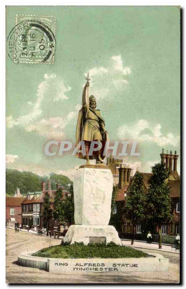 Grande Bretagne Great BRitain CPA Kings alfreds Statue Winchester