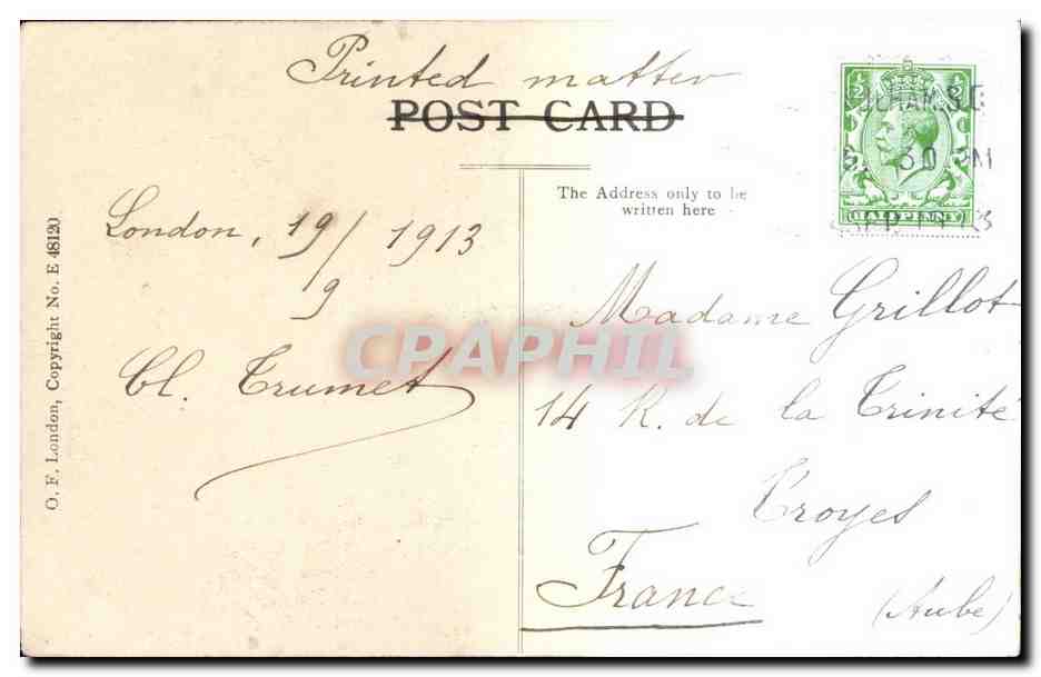Grande Bretagne Great Britain CPA the house of commons Londres London — Rückseite