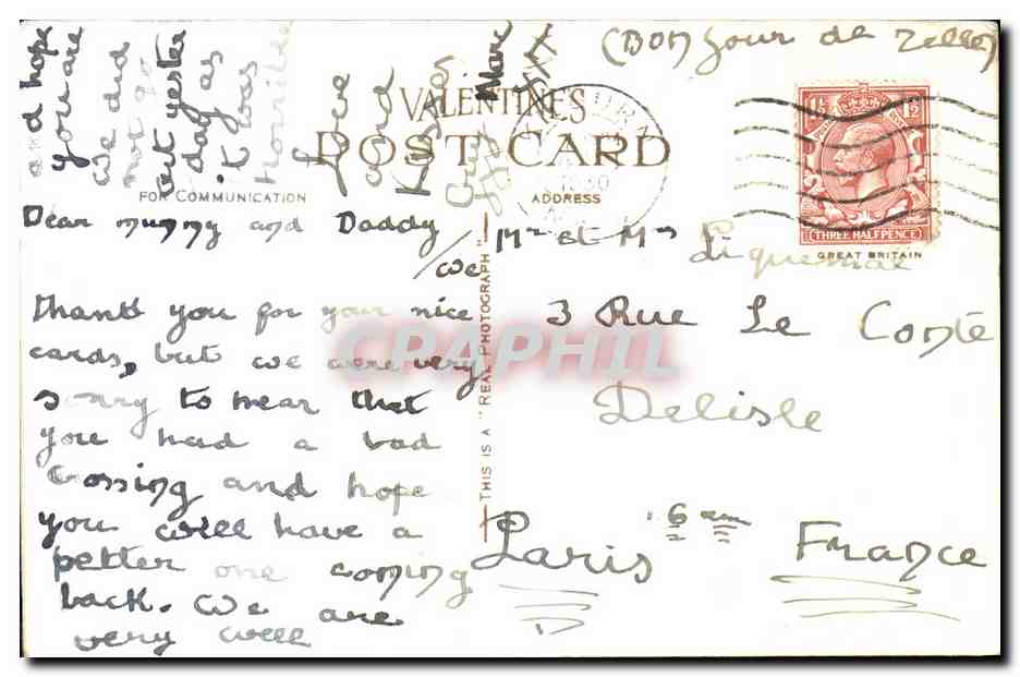 Grande Bretagne Great Britain CPA Londres London Houses of Parliament — Verso
