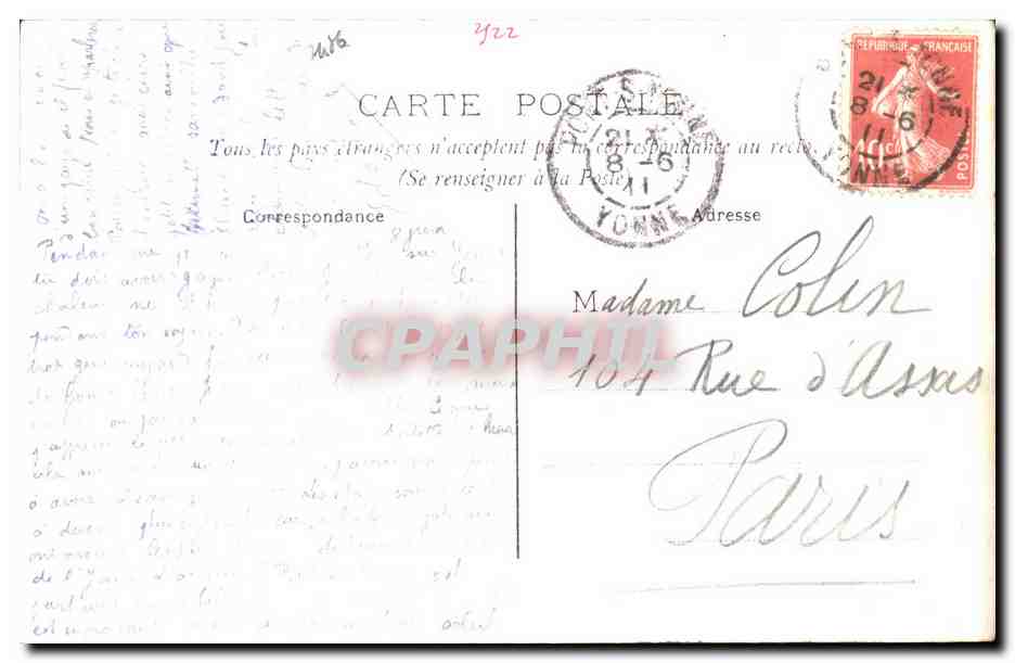 Pont sur Yonne CPA promenade des buttes — Back