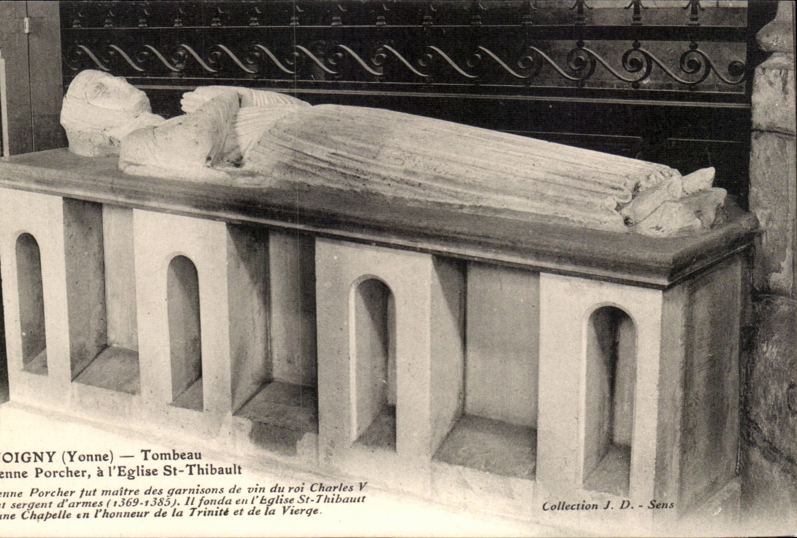 Oigny (Yonne) — Tombeau de Jeanne Porcher à l'église Saint-Thibault — Collection J.D. - Sens