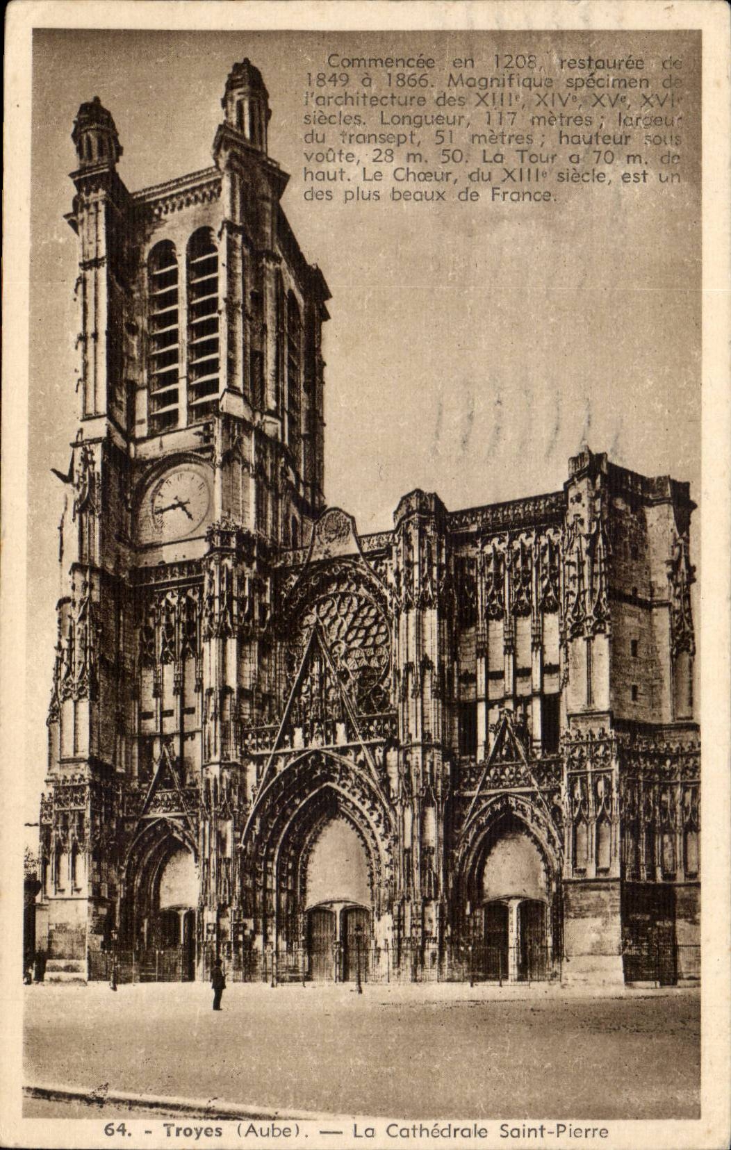 Troyes (Aube) — La Cathédrale Saint-Pierre — éditeur Grandaldier, n° 64