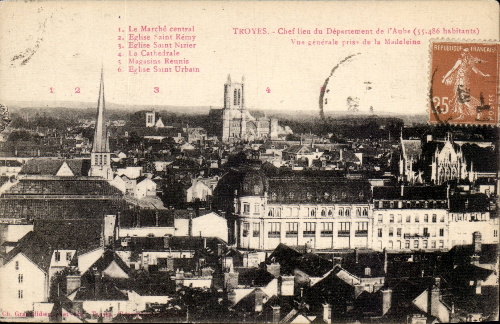Troyes CPA Vue generale prise de la madeleine