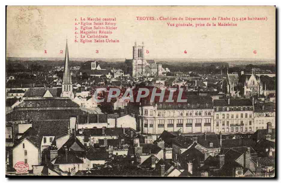 Troyes CPA Vue generale prise de la Madeleine