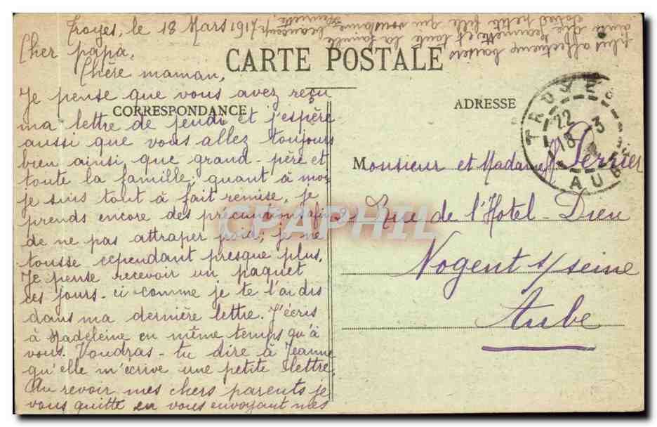 Troyes CPA Vue generale prise de la Madeleine — Rückseite