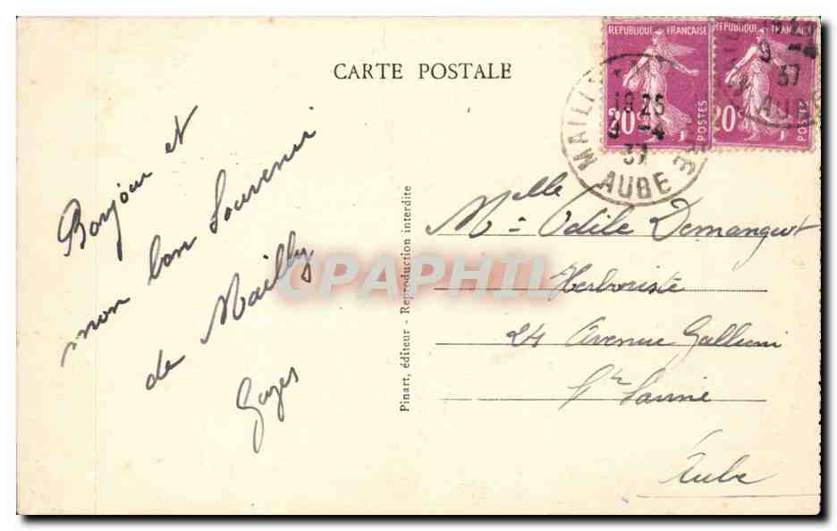 Mailly le Camp - Souvenir - fleurs - tentes - CPA  — Back
