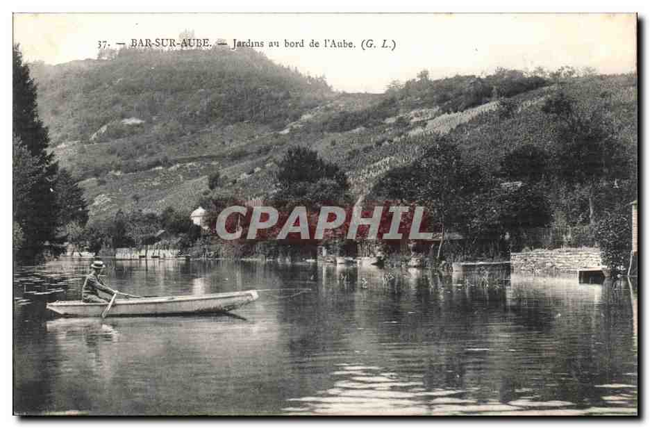 Bar sur Aube - Jardins au bord de l'Aube - CPA 