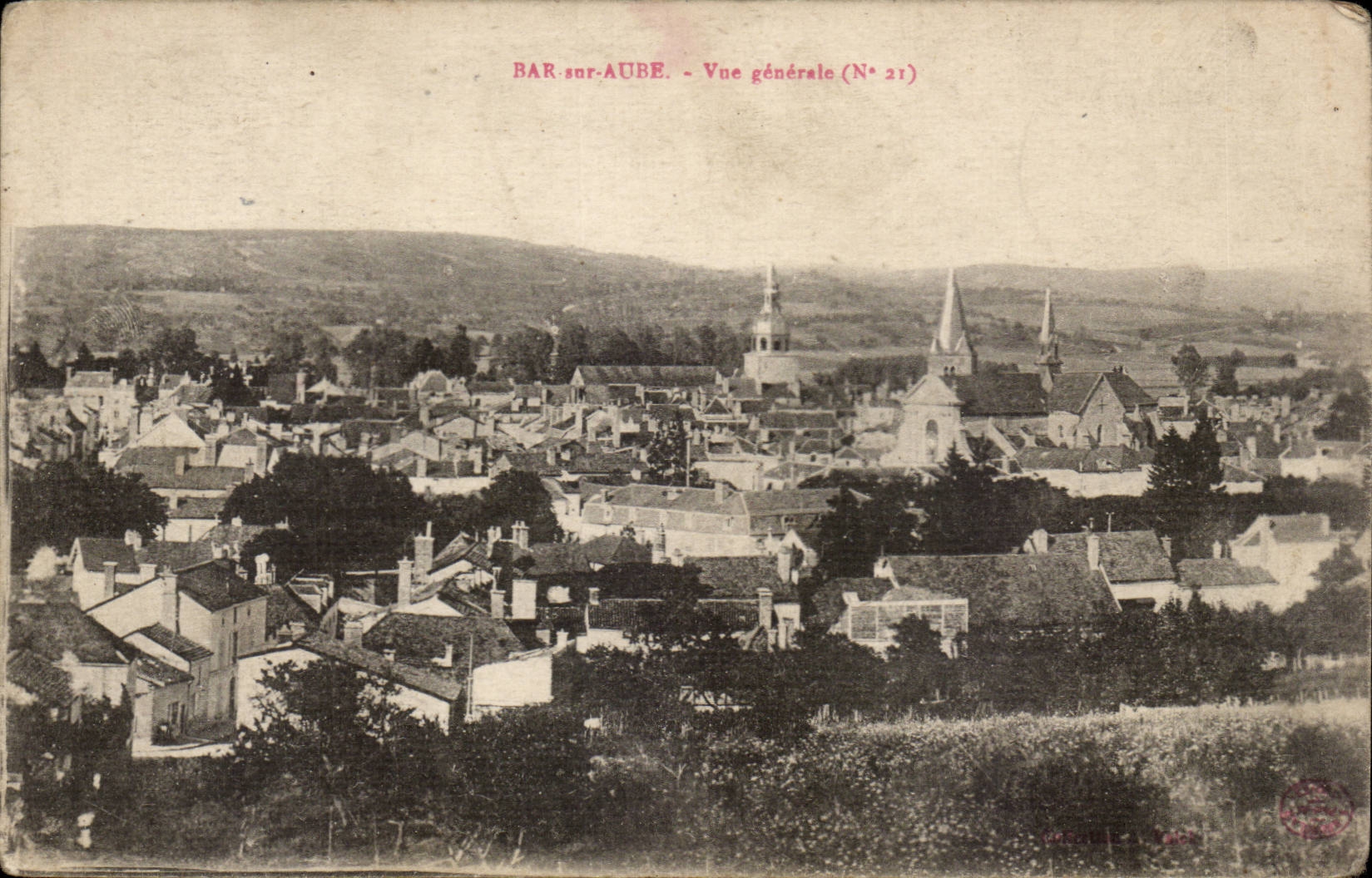Bar sur Aube - Vue generale - CPA 