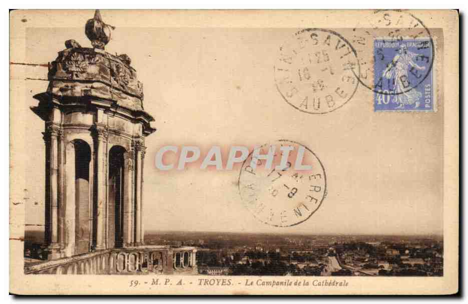 Troyes - La Campanile de la Cathedrale - CPA 
