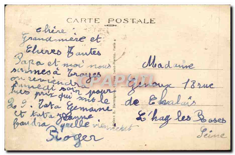 Troyes — Le Jardin du Rocher et le Kiosque à Musique — E.H. - 63 — Verso
