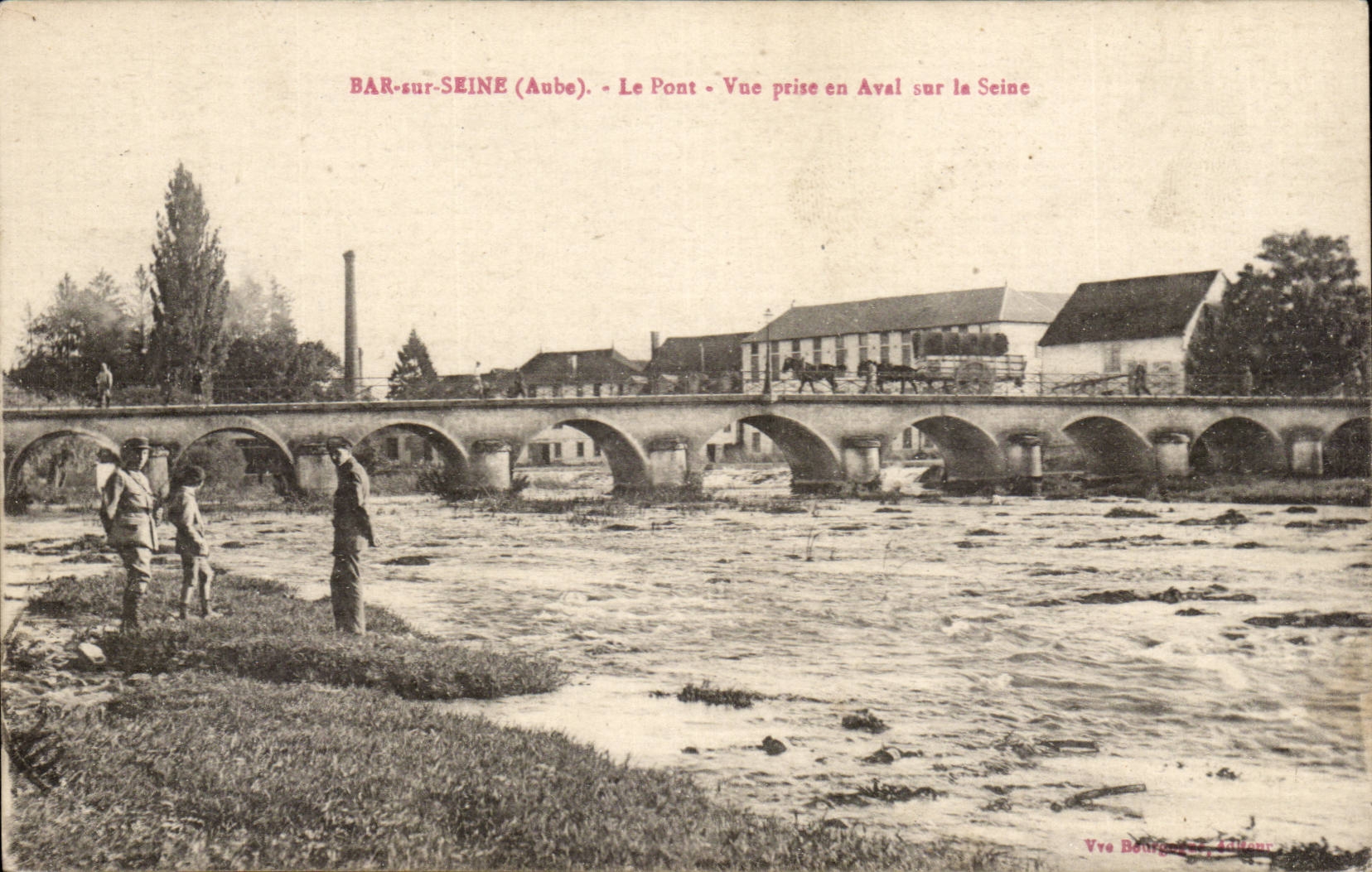 Bar sur Aube - Le Pont - Vue Prise en Aval sur le Seine CPA 