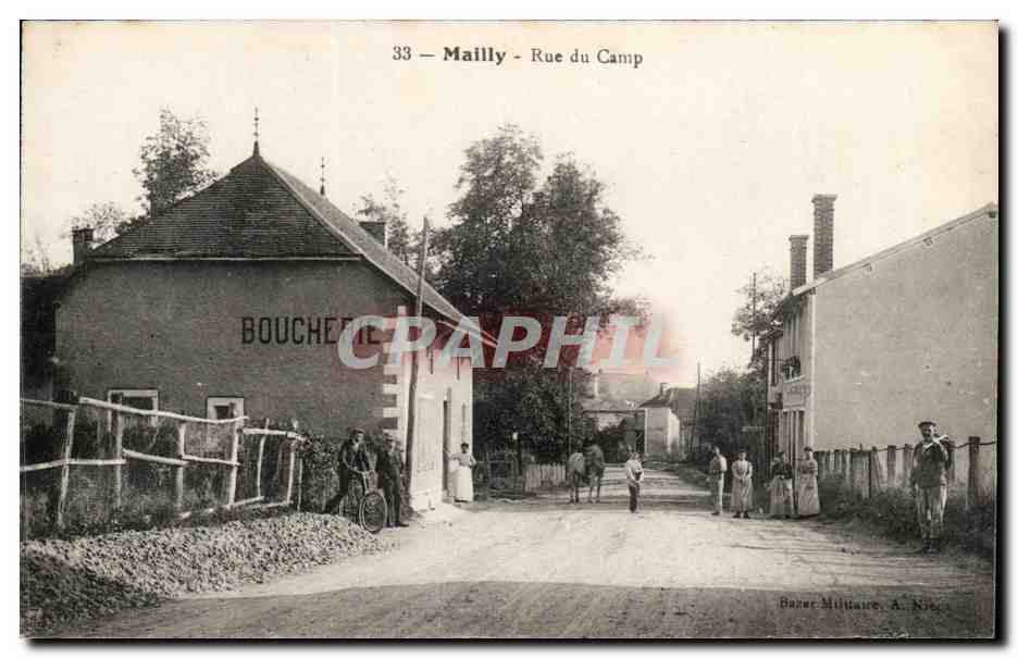 Mailly le Camp - Rue du Camp - Boucherie - viande - butcher CPA 