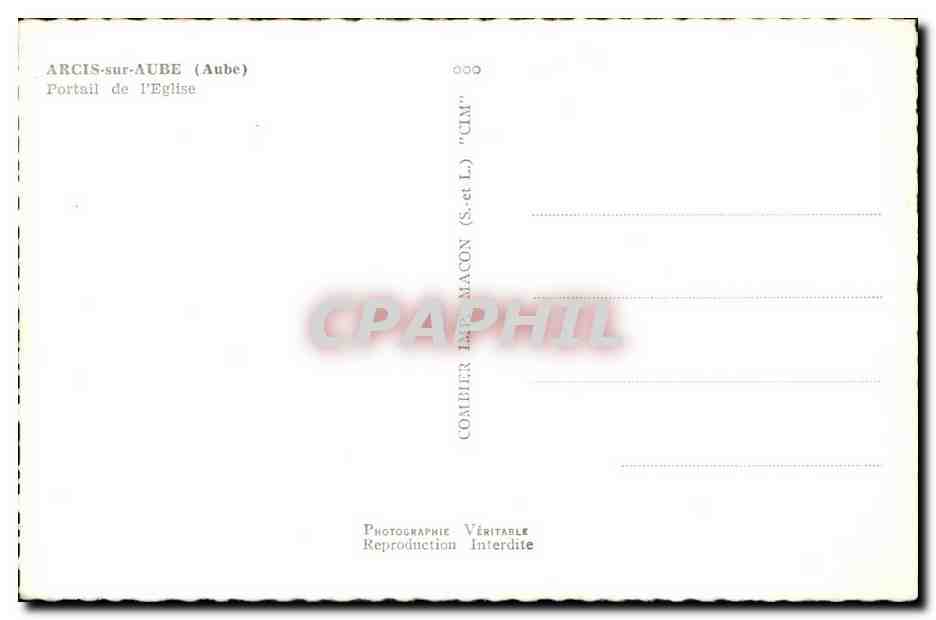 Arcis sur Aube - Portail de l'Eglise CPA  — Back