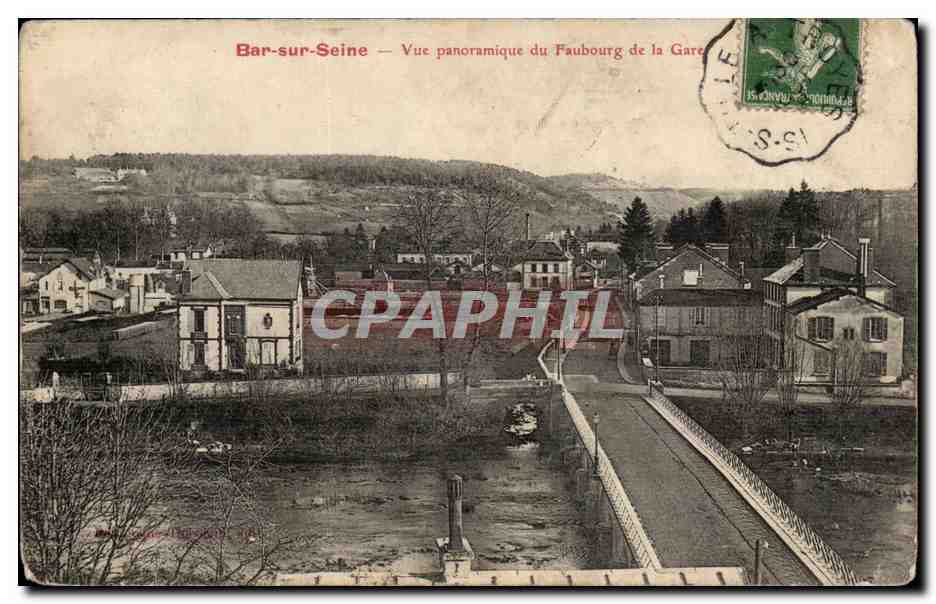 Bar sur Seine CPA Vue panoramique du faubourg de la gare