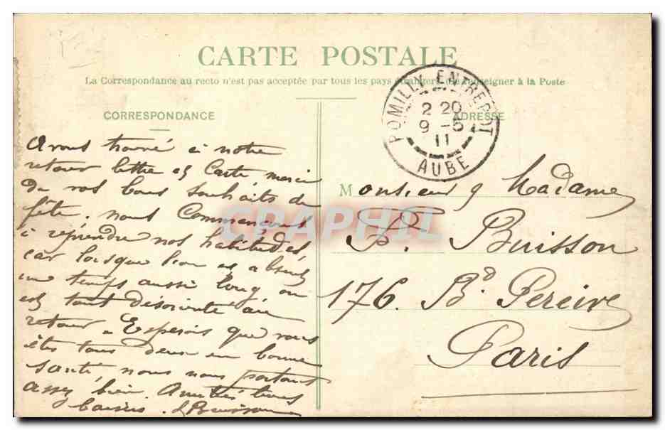 Romilly sur Seine CPA Route nationale et route de PArs — Back