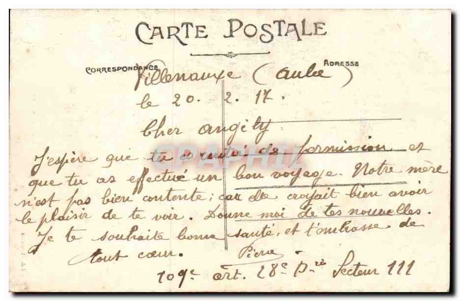 Environs de Villenauxe CPA Fontaine ST Blanchard — Back