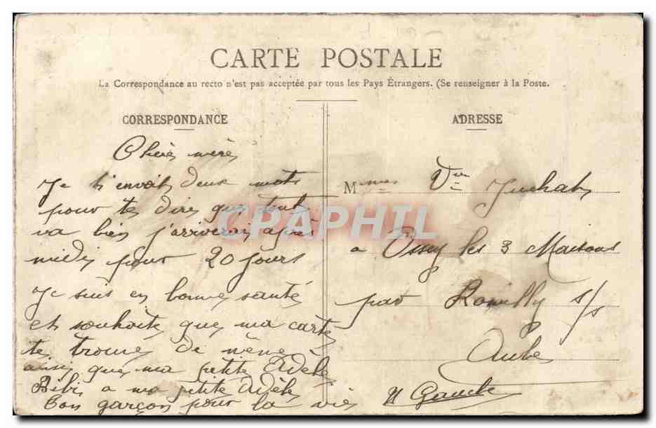 Troyes CPA place du marche central Magasins reunis — Rückseite