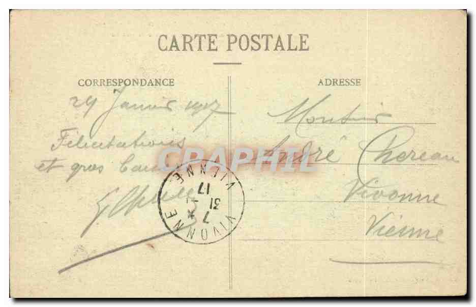 Arcis sur Aube - Place de la Republique - Portail de l'Eglise et Statue Danton CPA  — Back