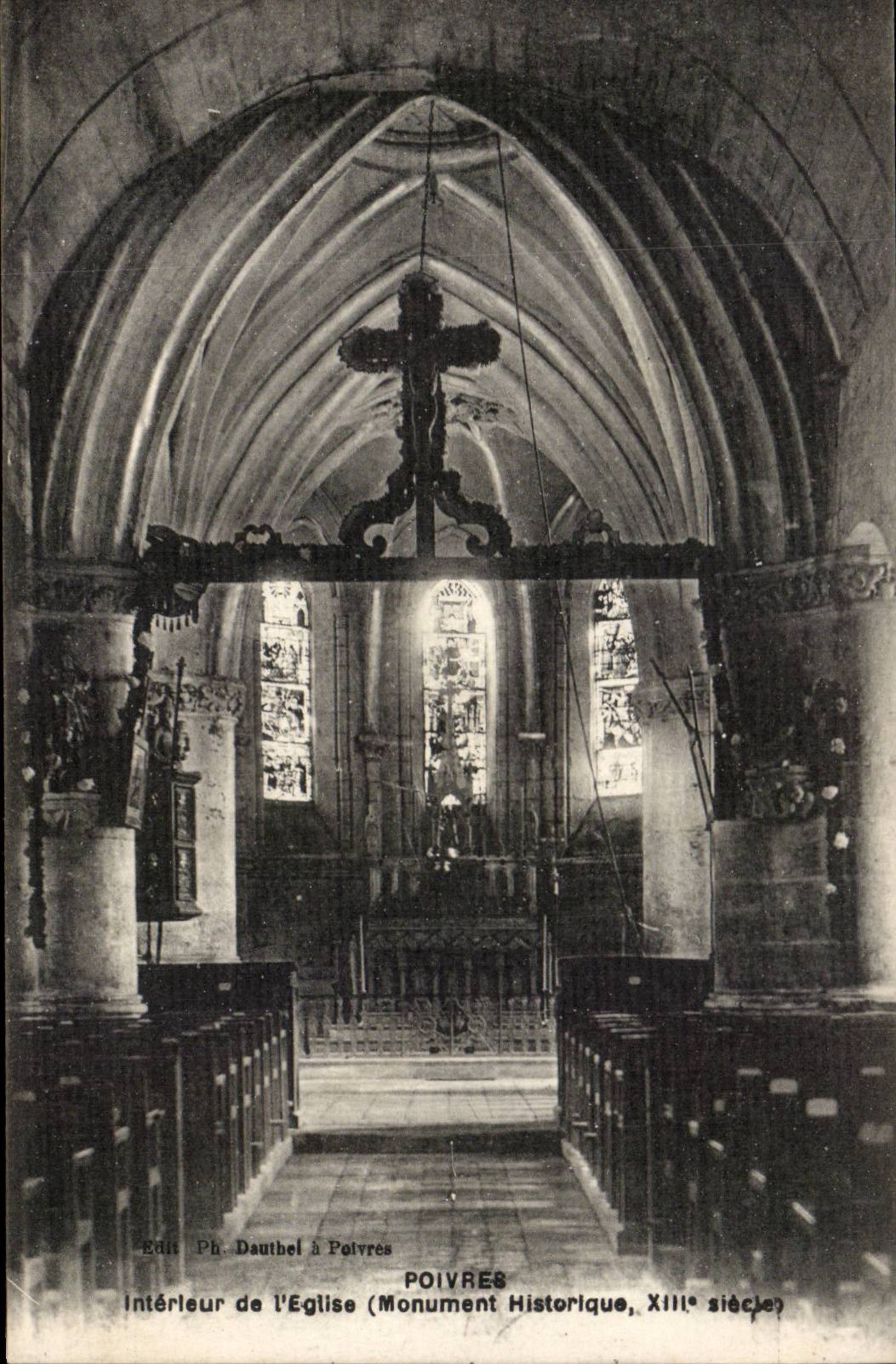 Poivres - Interieur de l'Eglise - CPA 