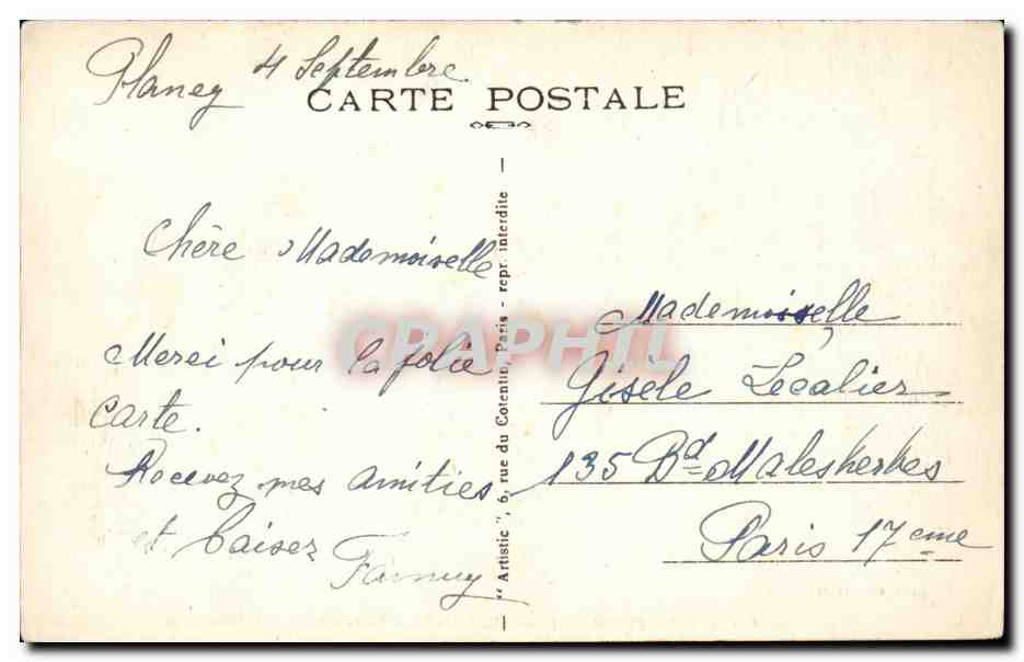 Planancy — Terrasse du Château — L'Aube Pittoresque — Rückseite