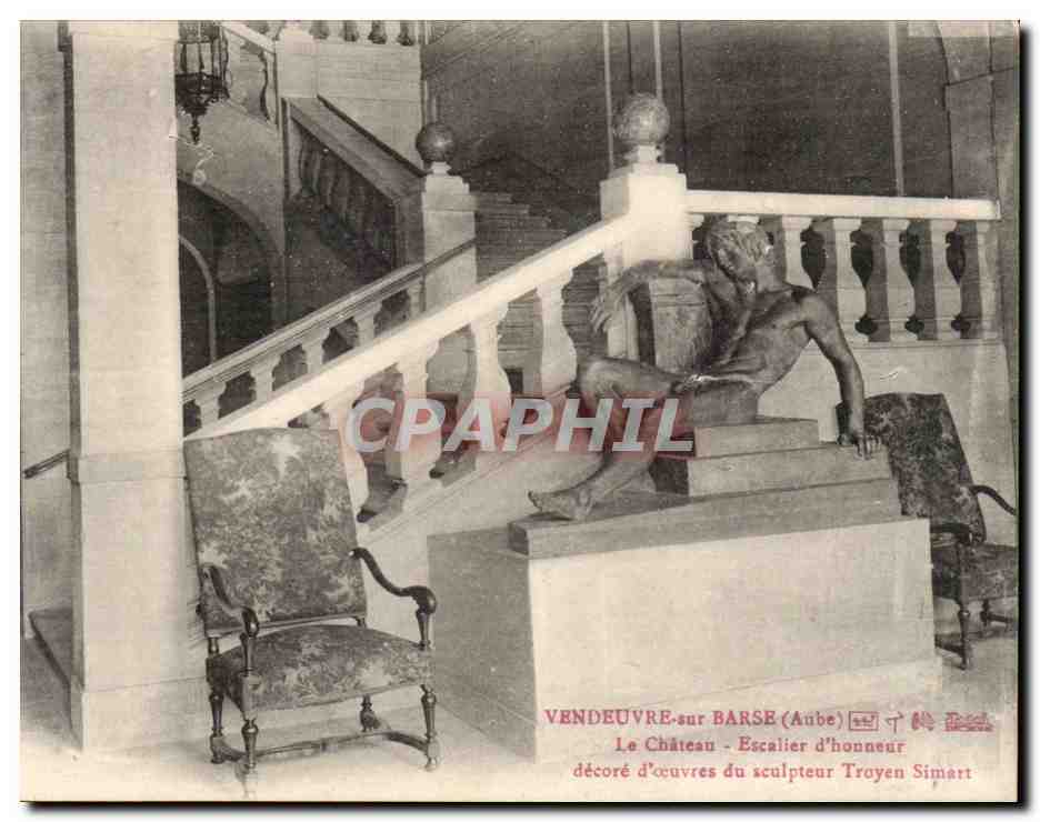Vendeuvre sur Barse CPA Le chateau Escalier d'honneur decore d'oeuvres du sculpteur TRoyen Simart