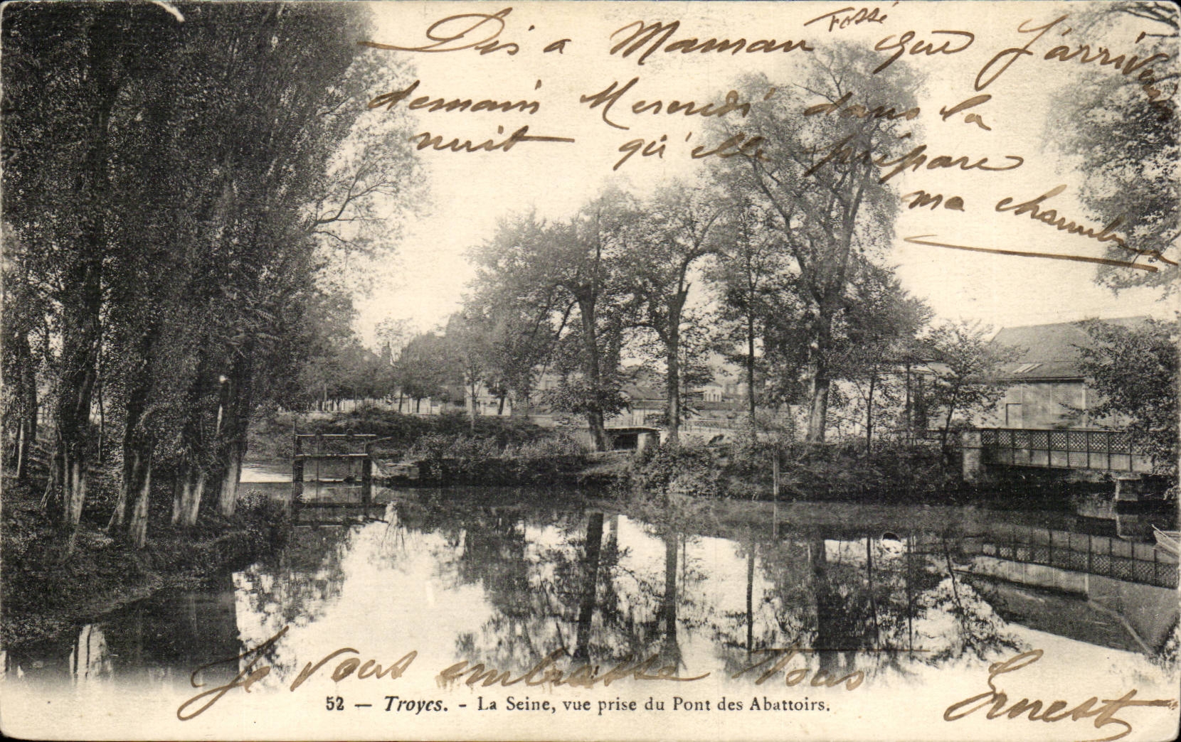 La Seine, vue prise du Pont des Abattoirs — Troyes — Éditeur Ernest