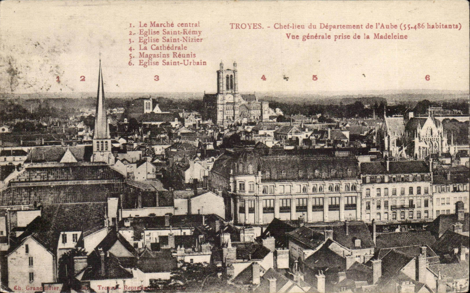 Troyes CPA Vue generale prise de la Madeleine