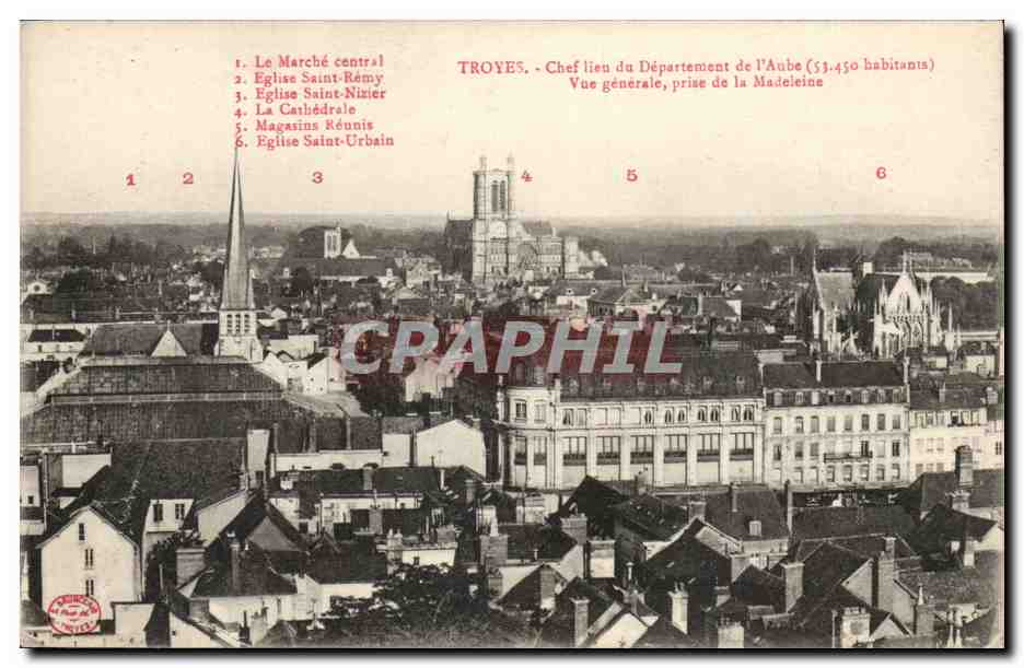 Troyes CPA Vue generale prise de la Madeleine