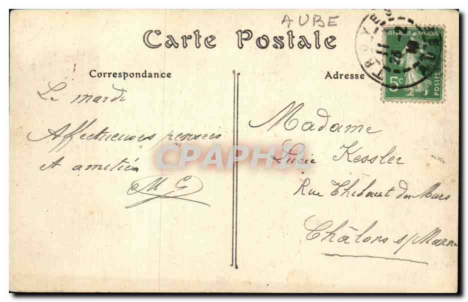 Troyes CPA Le beffroi et le clocher de Saint Jean — Back