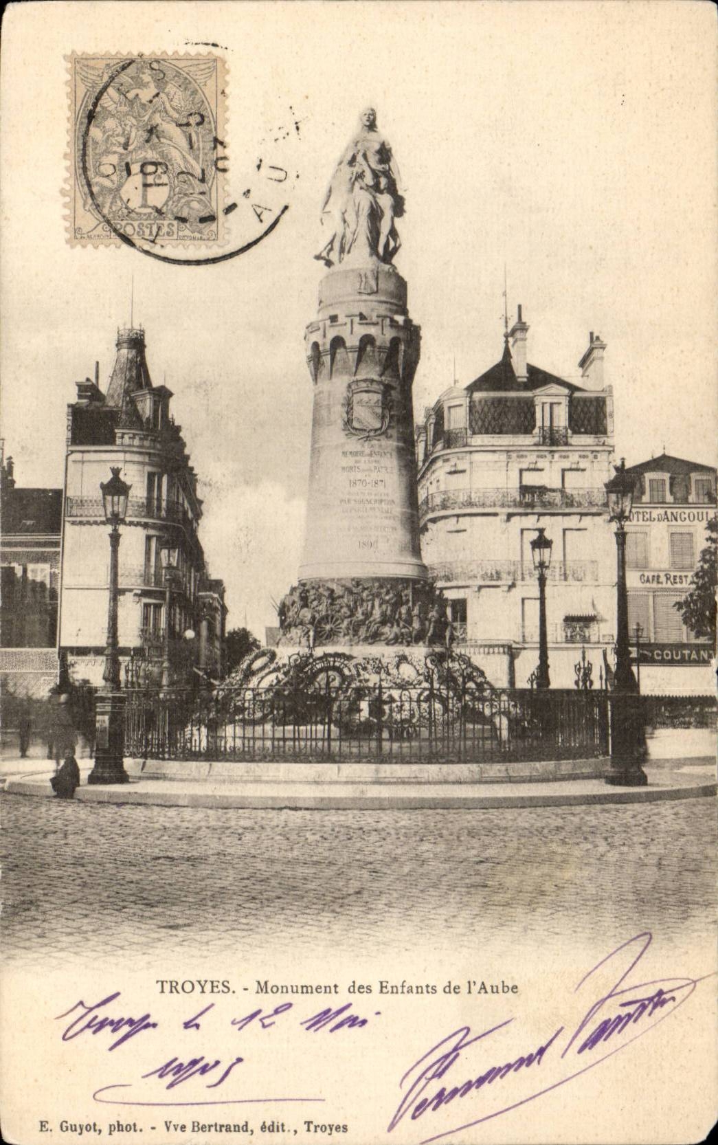 Troyes CPA Monument des enfants de l'Aube