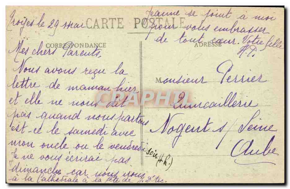 TRoyes CPA Jube de l'eglise Sainte Madeleine — Rückseite