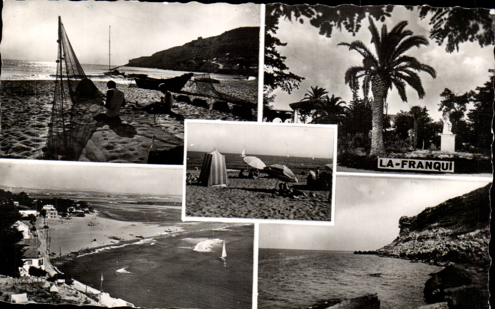 La-Franqui — vue de plage, falaises et palmiers — Éditions d'Art Larrey