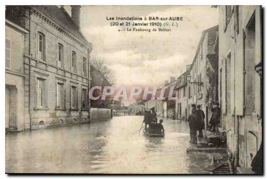 Las Inundaciones en BAR-sur-AUBE (20 y 21 de Enero de 1910) — El Faubourg de Belfort — G.L.