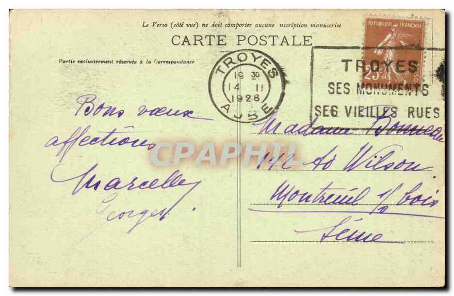 Troyes - Tourelle de l'Hotel de Marisy - CPA  — Back