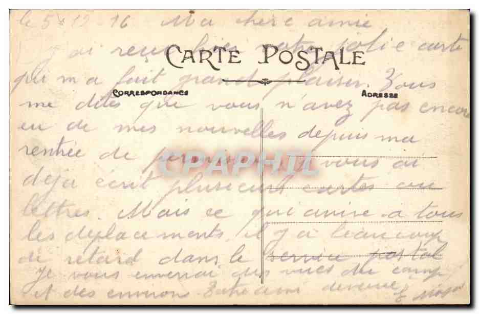 Mailly-le-Camp — Un Coin de la Rue de la Gare détruit par les obus incendiaires — Bazart Militaire A. Nieps, n°10 — Verso