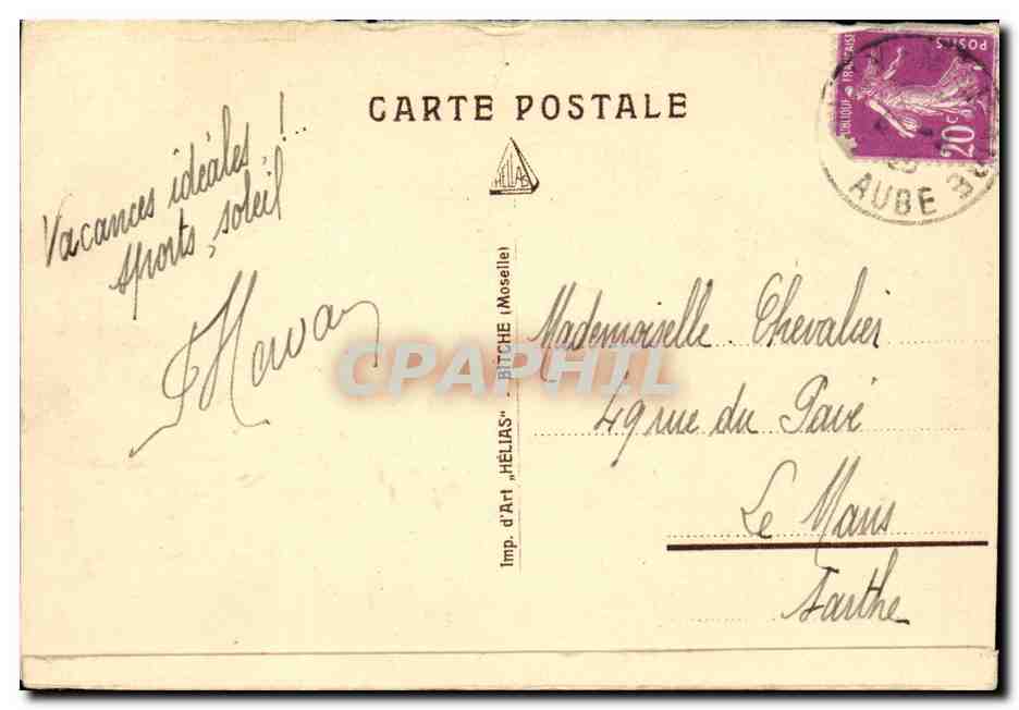 Mailly le Camp - Le Poste de Poice - CPA  — Rückseite