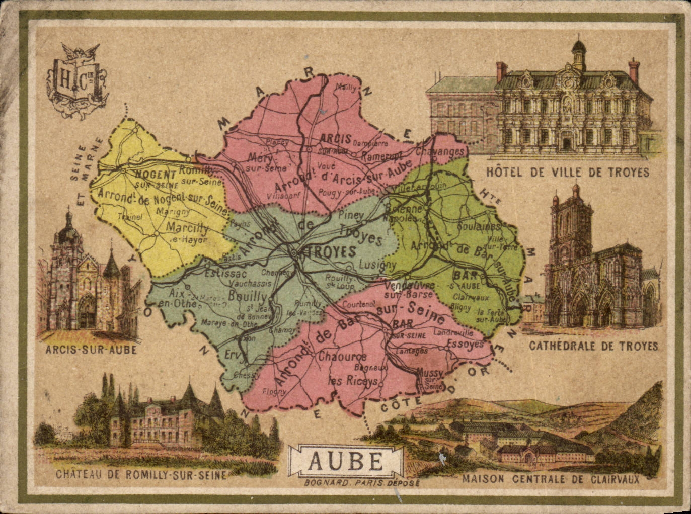 Aube - Souvenir - Carte de la Region - CPA 