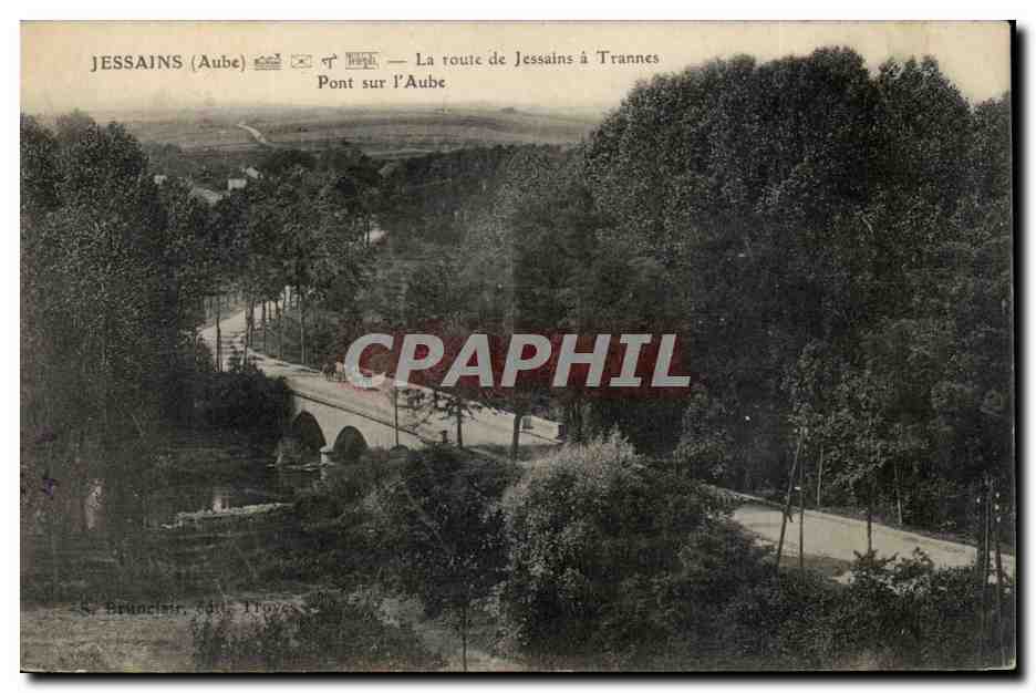 JESSAINS (Aube) — La route de Jessains à Trannes — Pont sur l'Aube