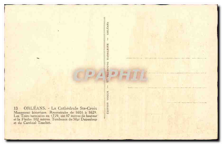 Cathédrale Sainte-Croix d'Orléans — Monument historique — Édition Voge — Rückseite